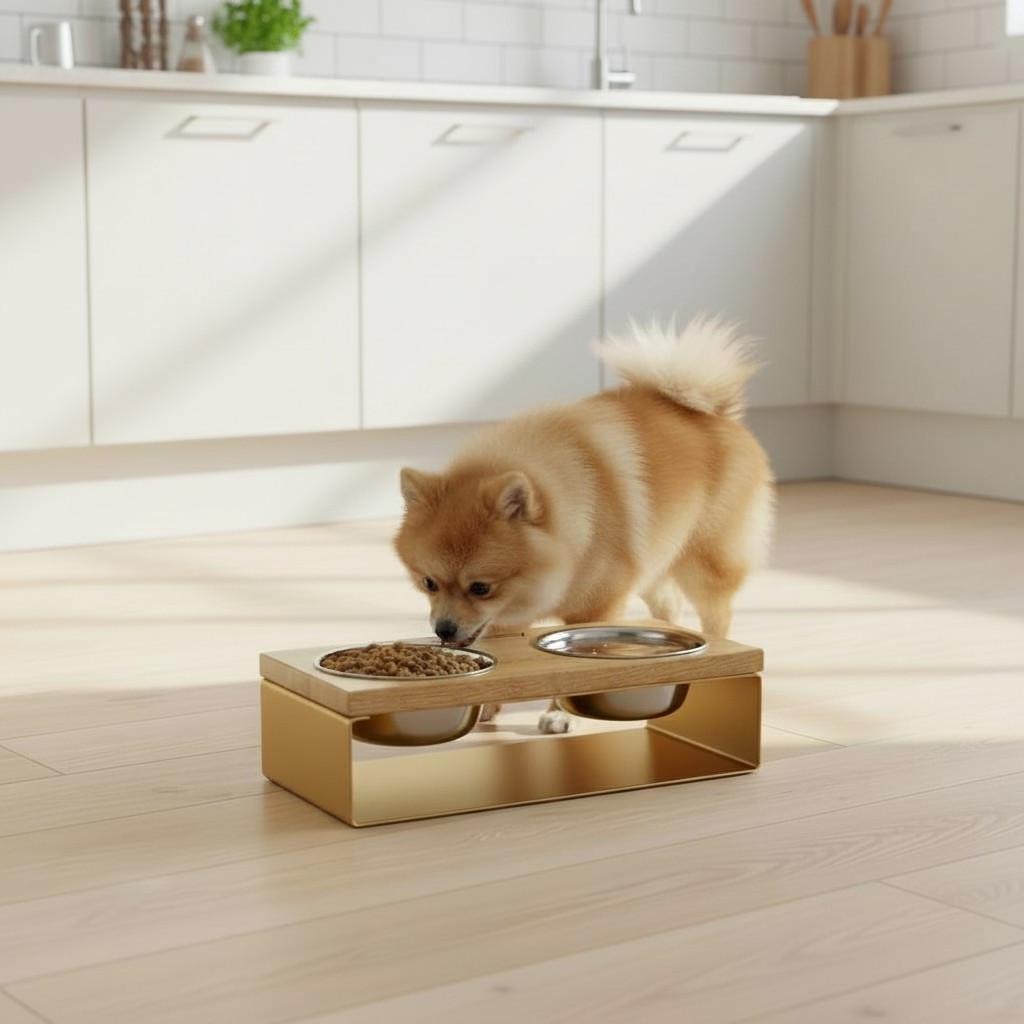 Миски на подставке из цельного металлического листа для собак и котов Hollky SteelWood S 2х0,45 л (SWS-36188-GLNT)