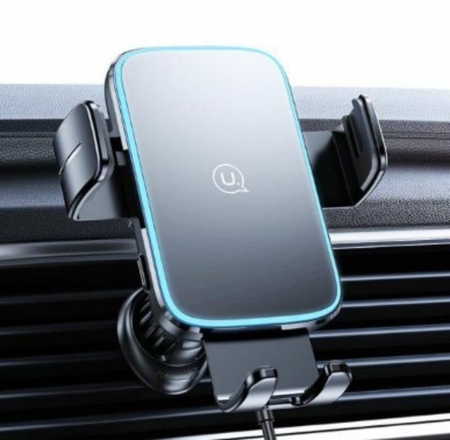 Тримач для телефону з бездротовою зарядкою Usams CD230 15W Wireless Charging Car Holder Air Vent Black - фото 2