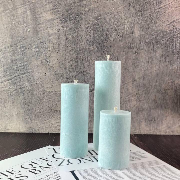 Набор цилиндрических свеч из пальмового воска Утренняя свежесть 3 шт. 10/15/20 см