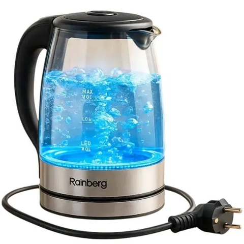 Электрочайник Rainberg RB-2262 2200 Вт стеклянный с LED подсветкой 2 л Черный (3137888883)