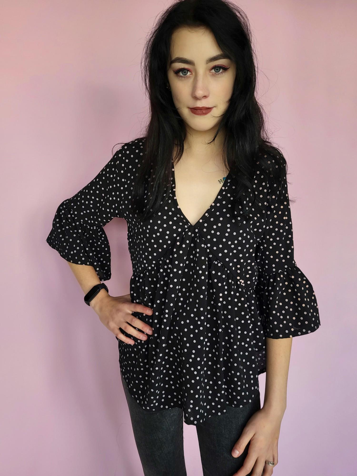 Блуза в горошек Boohoo L Черный (9838/46)