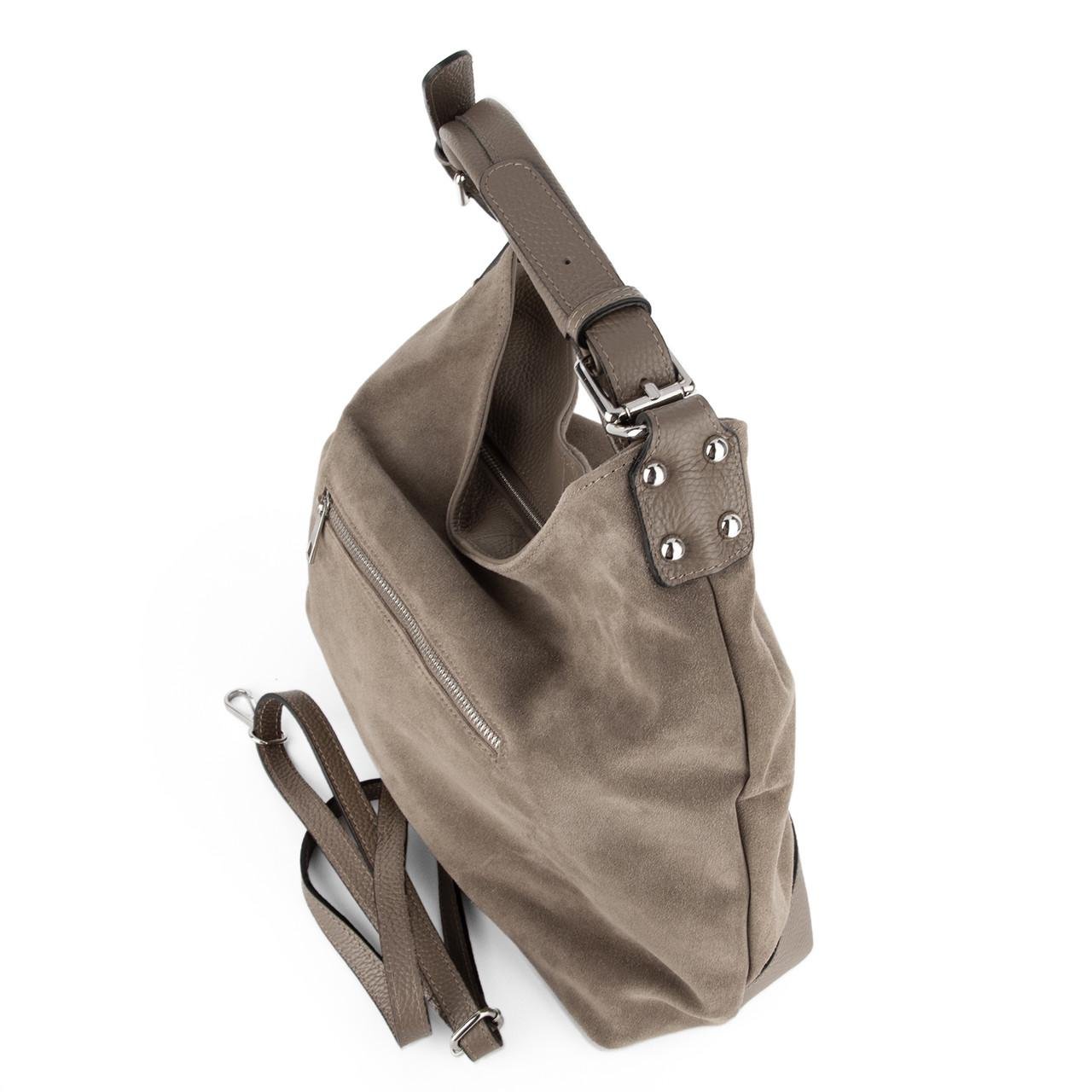 Сумка-шопер жіноча Virginia Conti 03735 замшева Темний тауп (2738280014) - фото 4 Сумка-шопер жіноча Virginia Conti 03735 замшева Темний тауп (2738280014) - фото 4