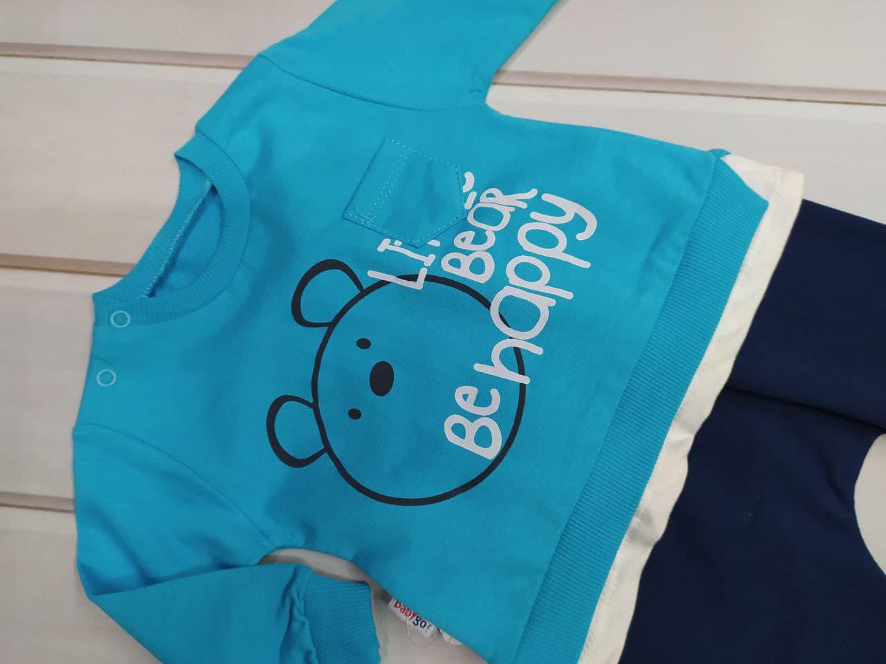 Костюм дитячий BABY GO з ведмедиком для хлопчика 68 см Синій (000049/68) - фото 2 Костюм дитячий BABY GO з ведмедиком для хлопчика 68 см Синій (000049/68) - фото 2