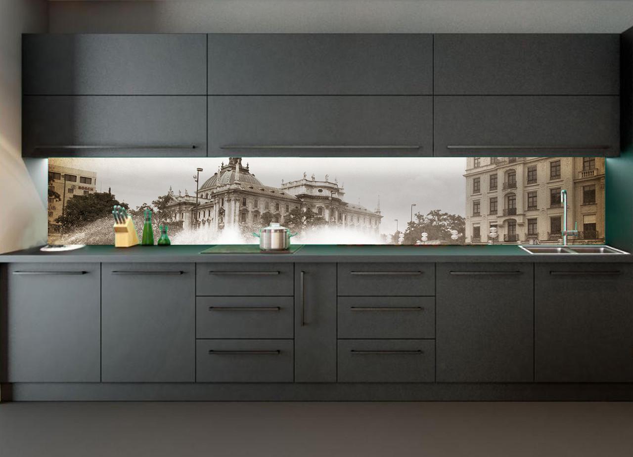 Кухонный фартук Zatarga "Ретро" из самоклеющейся виниловой пленки 60х300 см Серый