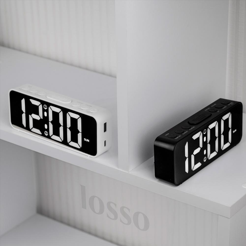 Годинник настільний електронний LOSSO Premium BASIC LED Білий (444625052) - фото 8