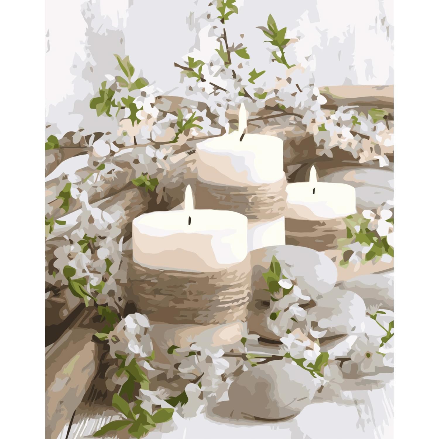 Картина по номерам Strateg Премиум Свечи в цветах 40х50 см (VA-3355)