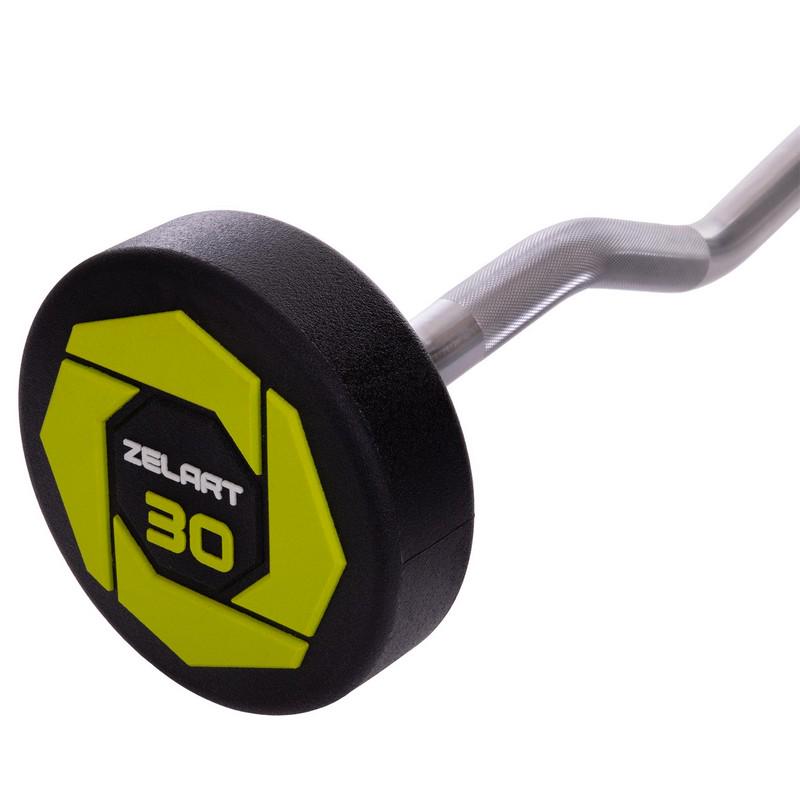 Штанга Zelart Urethane Barbell фіксована вигнута поліуретанова TA-2690-30 довжина 107 см 30 кг (DR002581) - фото 3