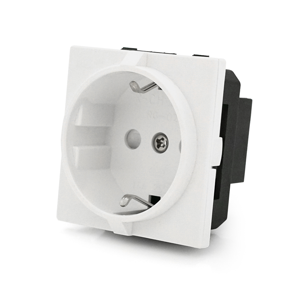 Розетка врізна із заземленням e 08 input ac 100 250v 16a White (YUT_V9284)