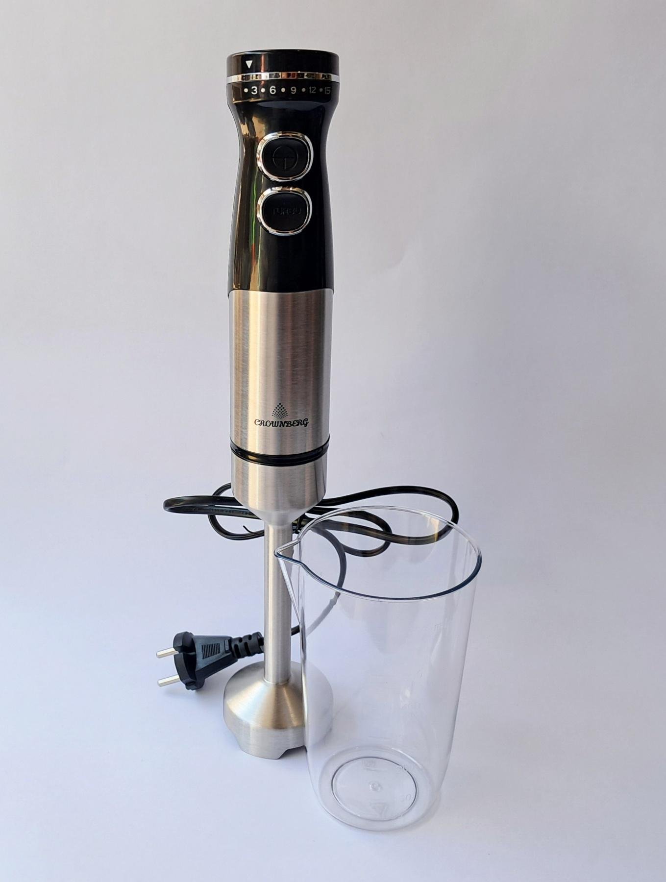Блендер металевий Crownberg занурювальний з колбою 2000 Вт (CB-6219)