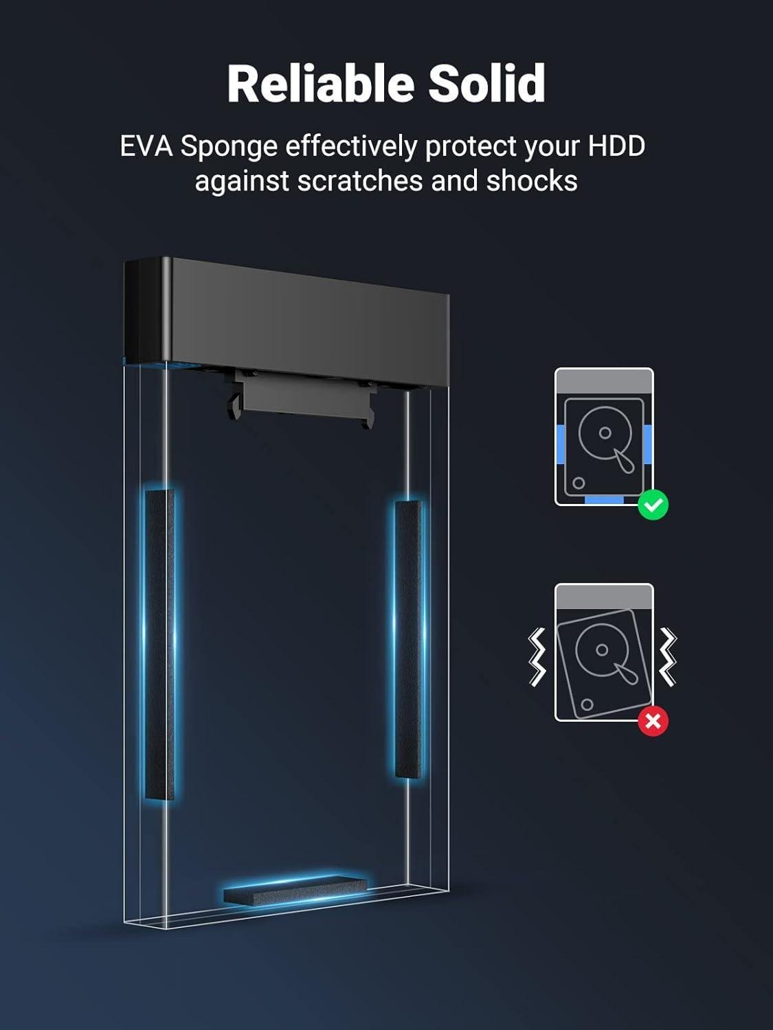 Корпус UGREEN для SSD/HDD 2.5"/5 Гбіт/с SATA III з USB кабелем 0.3 м Чорний (30847) - фото 11