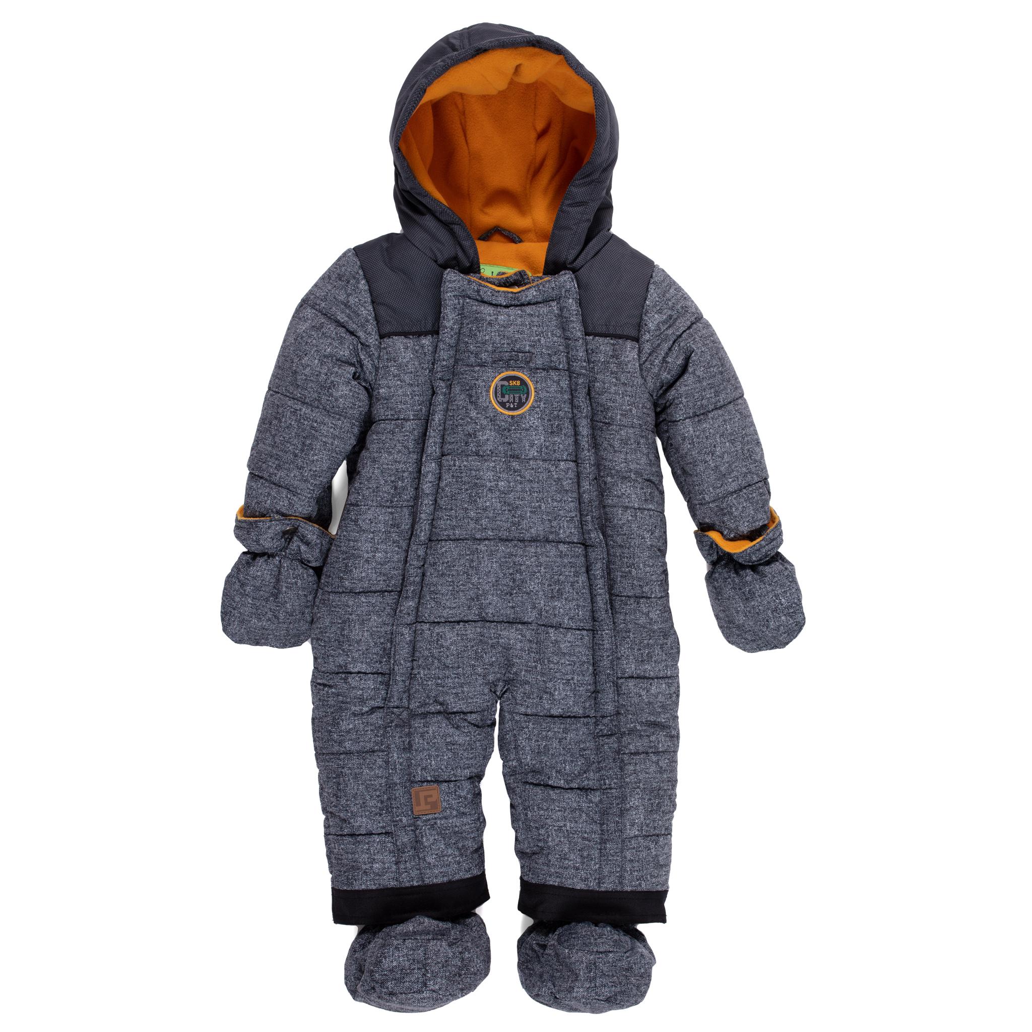 Детский зимний комбинезон цельный Peluche&Tartine F20M107BG для мальчика 70-78 см Стальной (F20M107BG-Black-9m)