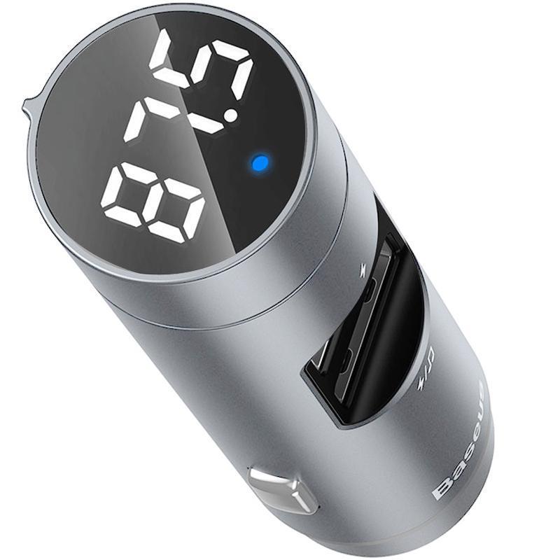 Модулятор FM-трансмиттер Baseus Energy Column MP3 Charger 2USB 3.1A CCNLZ-0G Grey - фото 7