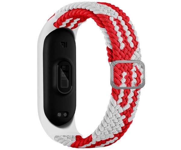 Ремешок Nylon для Xiaomi Mi Band 3/4/5/6/7 Elastic adjustment White/Red