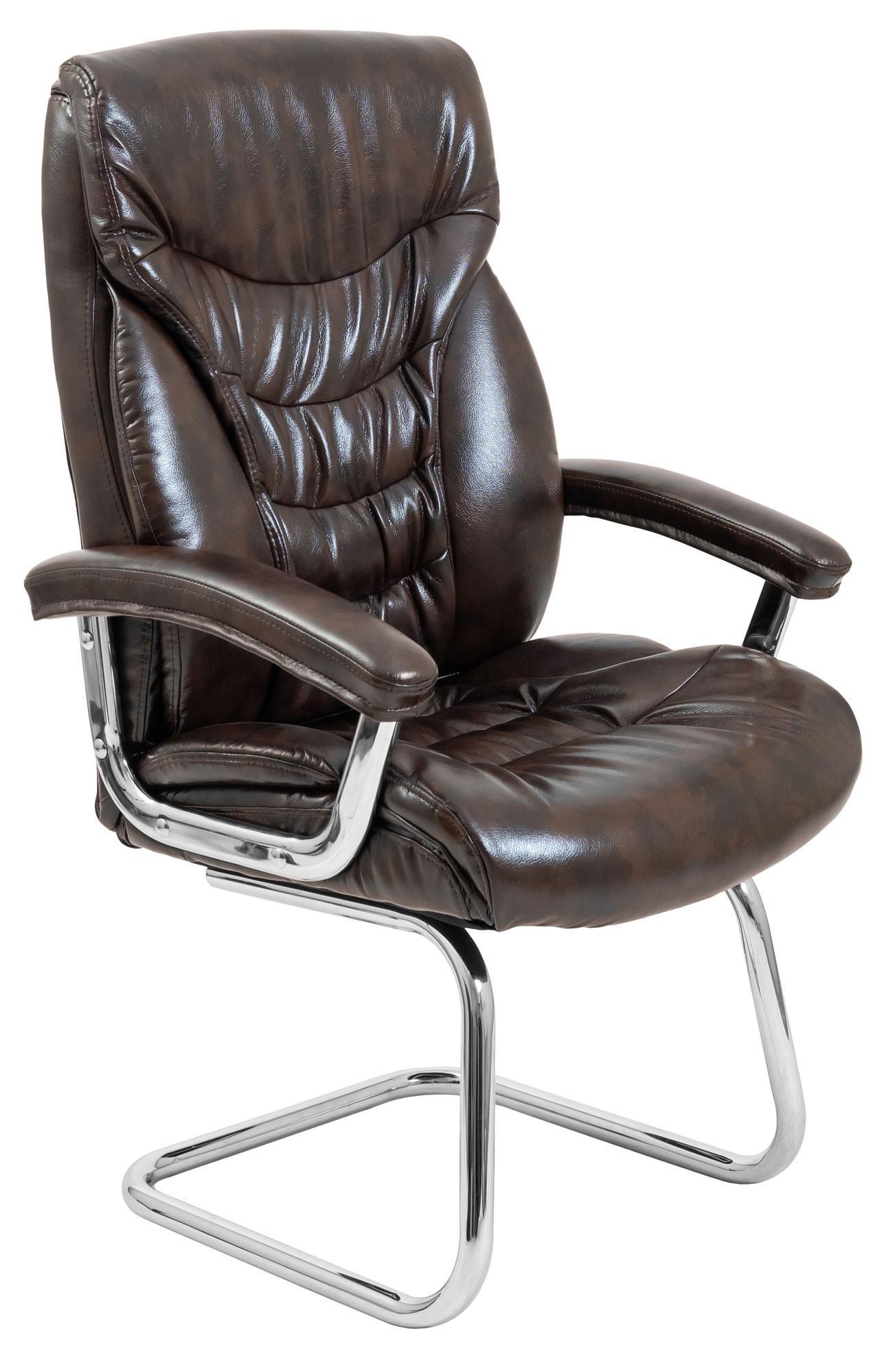 Крісло офісне комп'ютерне Cagliari Титан Dark Brown CF Хром Коричневий