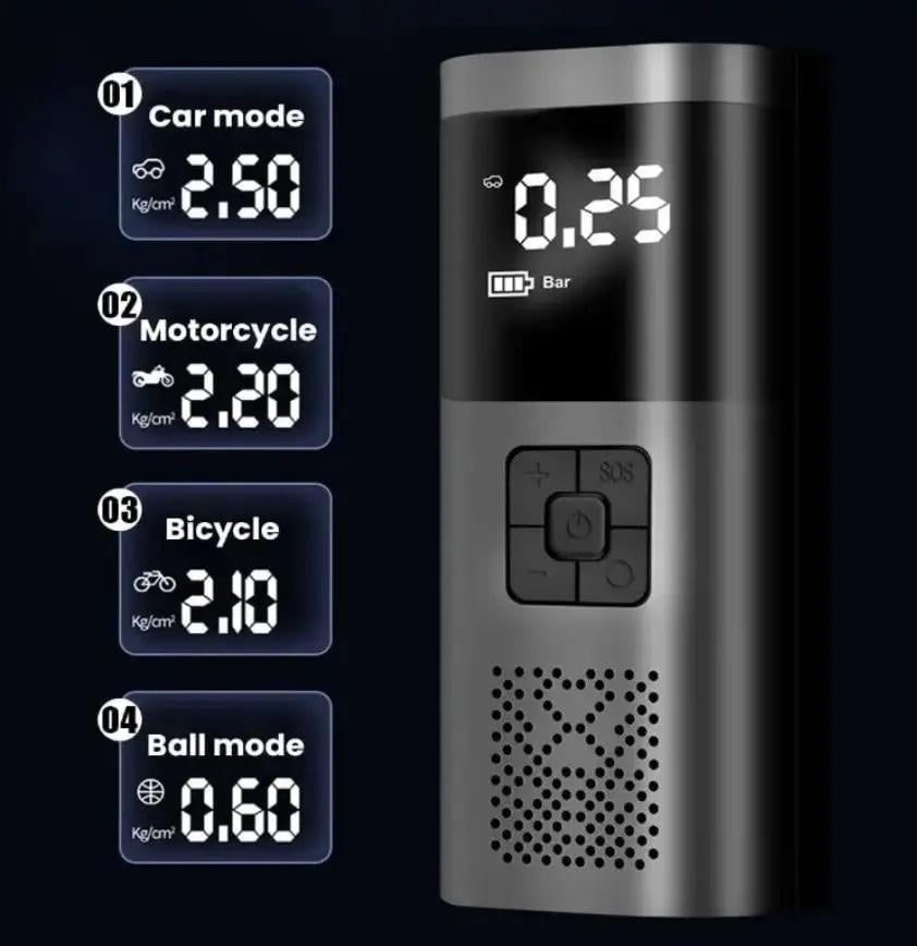 Компрессор цифровой аккумуляторный Wireless Air Pump 9038 12 В/120 Вт Black (609289) - фото 6 Компрессор цифровой аккумуляторный Wireless Air Pump 9038 12 В/120 Вт Black (609289) - фото 6