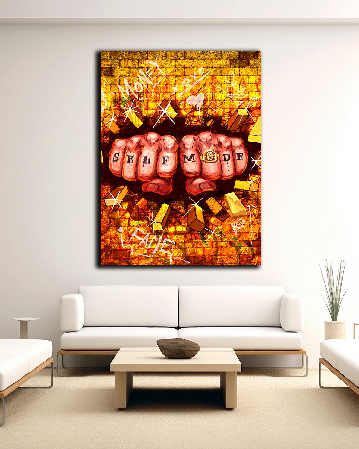 Картина мотивационная в офис Роскошь в кулаках 90х120 см (MIX-691- 2)