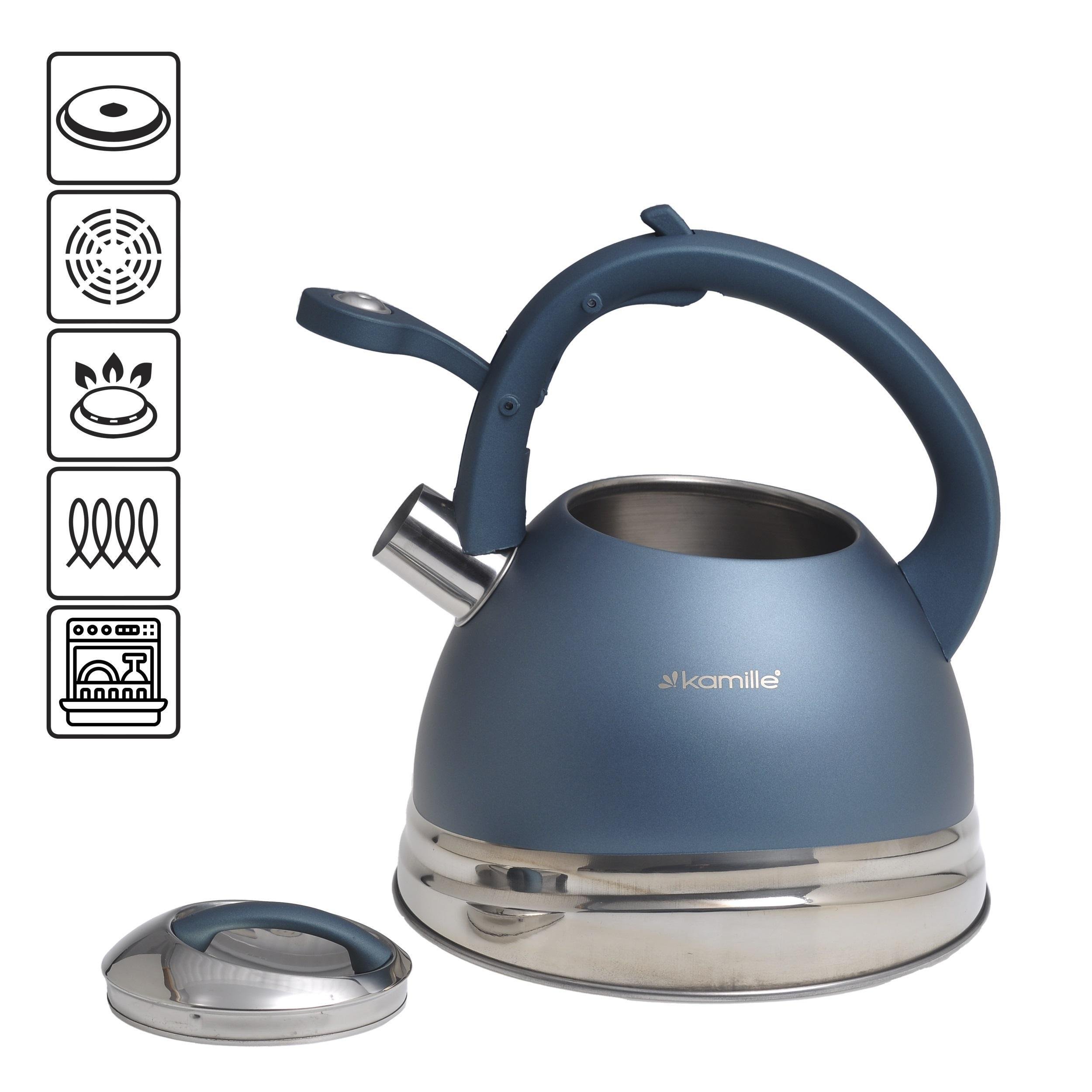 Чайник со свистком и ручкой с покрытием soft touch Kamille KM-0861 из нержавеющей стали 3 л Голубой (150-84-0861) - фото 5 Чайник со свистком и ручкой с покрытием soft touch Kamille KM-0861 из нержавеющей стали 3 л Голубой (150-84-0861) - фото 5