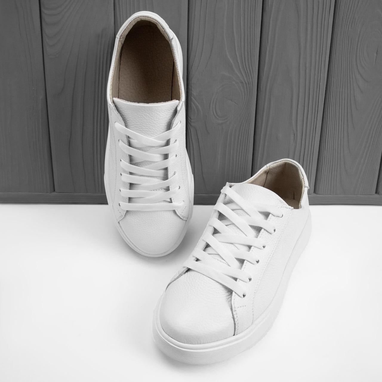 Кроссовки женские Kindzer LUX 1206 из кожи классические р. 37 Белый (120637) - фото 5