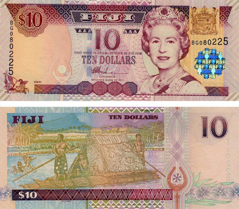 Коллекционная банкнота Фиджи 10 долларов 2002 UNC P106 (Б06563)
