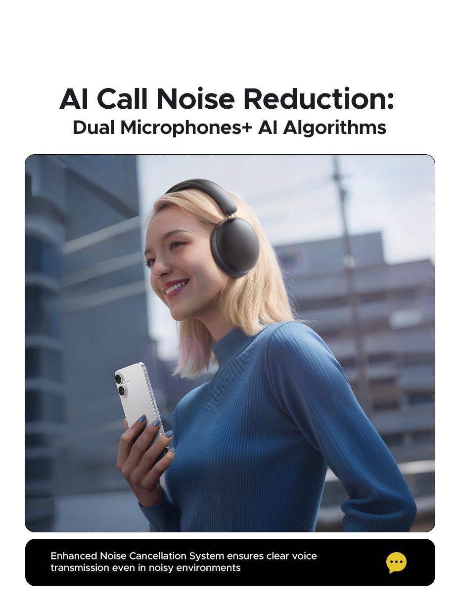 Навушники бездротові Ugreen повнорозмірні Bluetooth 5.4 40 мм Чорний (29516546) - фото 11 Навушники бездротові Ugreen повнорозмірні Bluetooth 5.4 40 мм Чорний (29516546) - фото 11