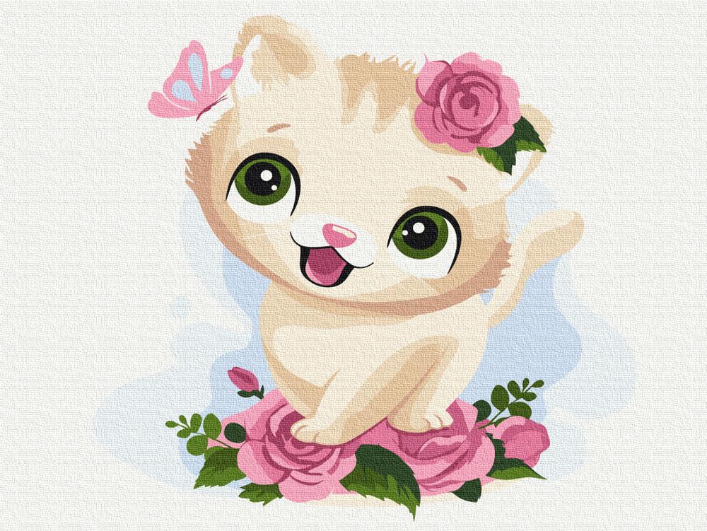 Картина по номерам Brushme SH0076 Котенок с Бабочкой 40x30 см (27598)