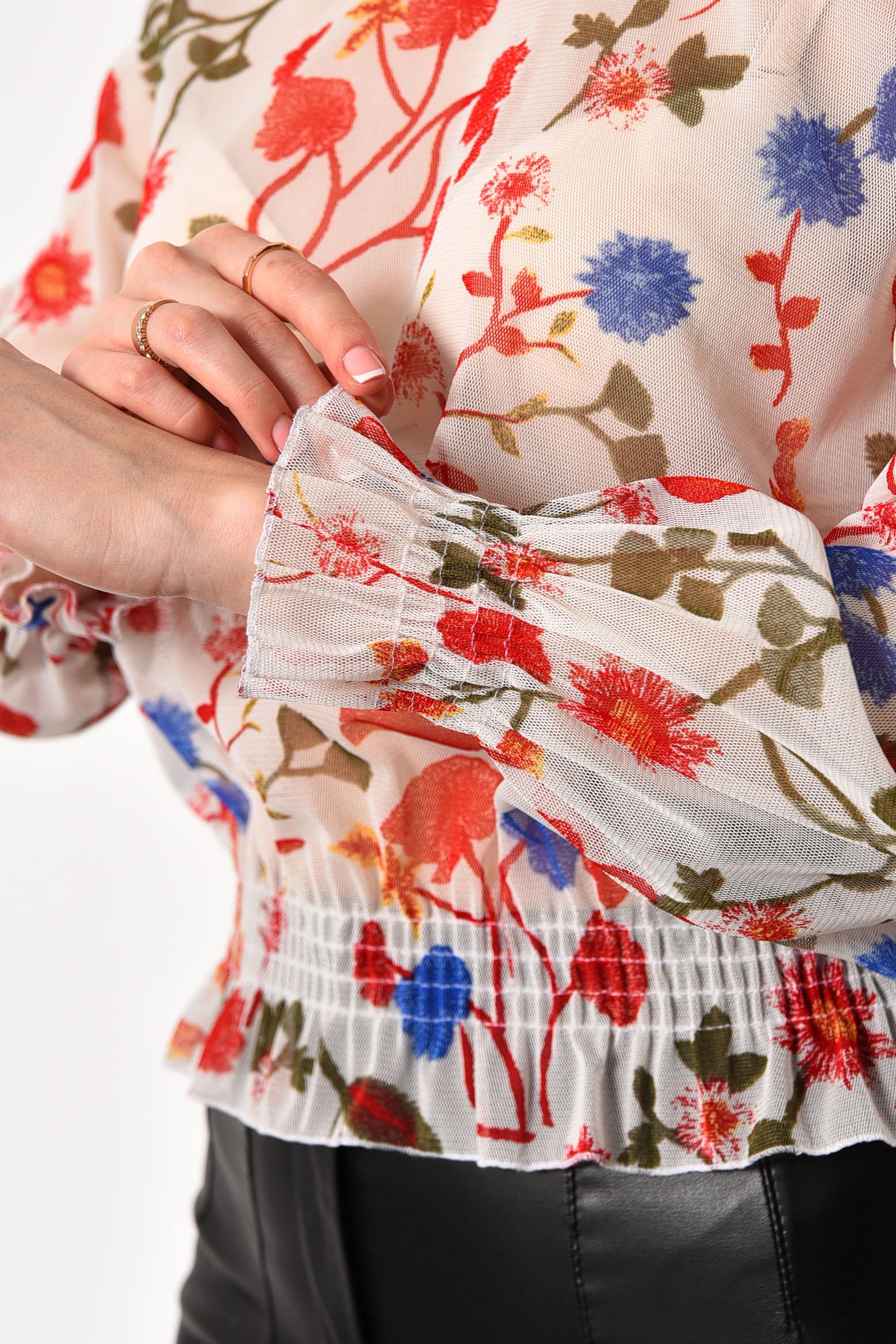 Блуза женская в сеточку с принтом р. 42 Белый (173666) - фото 4 Блуза женская в сеточку с принтом р. 42 Белый (173666) - фото 4