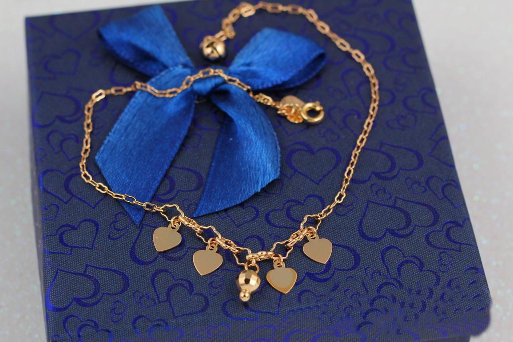 Браслет Xuping Jewelry на ногу с пиками 25 см 1 мм. Золотистый