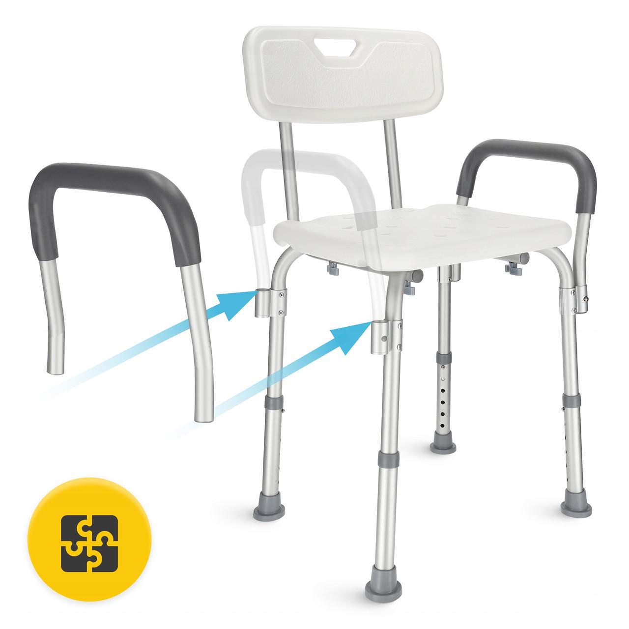 Крісло для ванної та душа регульоване 4fizjo зі спинкою та підлокітниками White/Grey (P-5905973403405) - фото 10 Крісло для ванної та душа регульоване 4fizjo зі спинкою та підлокітниками White/Grey (P-5905973403405) - фото 10