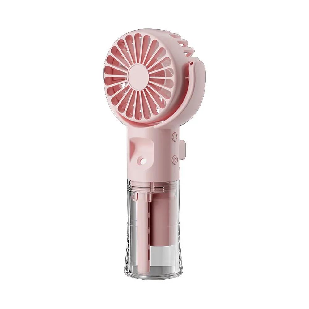 Вентилятор портативный Portable Fan PF-02 с увлажнением аккумуляторный Type-C 4 скорости 1000 мАч Розовый (SS-81)