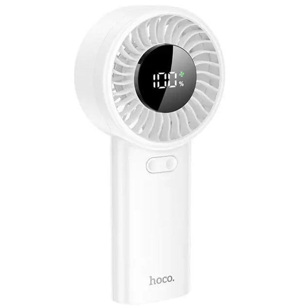 Вентилятор портативный настольный ручной Hoco HX62 с LED-дисплеем 600 mAh со встроенным аккумулятором 5-17 ч работы 5 скоростей White (000498)