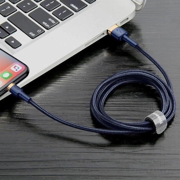 Кабель для быстрой зарядки BASEUS Cafule Cable USB to Lightning 2,4 A 1 м Gold/Blue (CALKLF-BV3) - фото 9