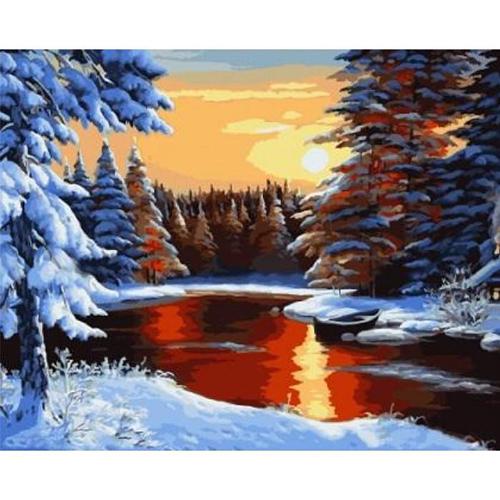 Картина по номерам Идейка Рассвет зимой 40x50 см (skl-КНО2818)