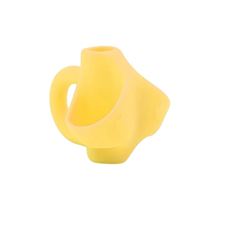 Силиконовая насадка-держатель на ручку/карандаш для коррекции письма 3-пальцевый 1 шт. Желтый (2789190559)
