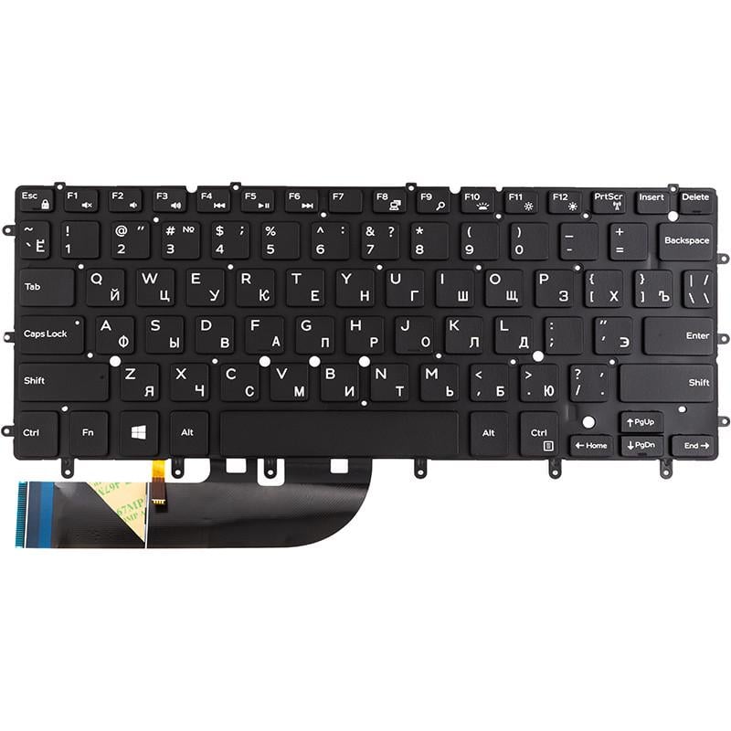 Клавиатура Power для ноутбука DELL XPS 13 9360 Черный без фрейма подсветка
