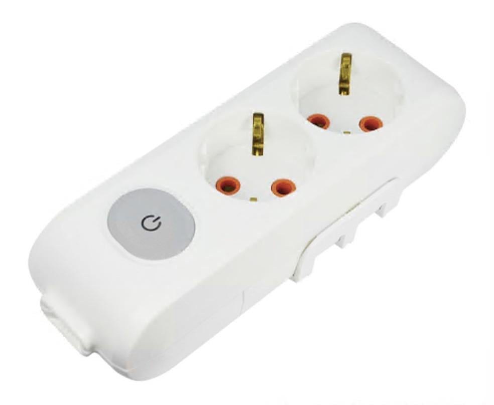 Колодка двомісна Viko Multi-Let з заземленням та вимикачем Білий (27849146)