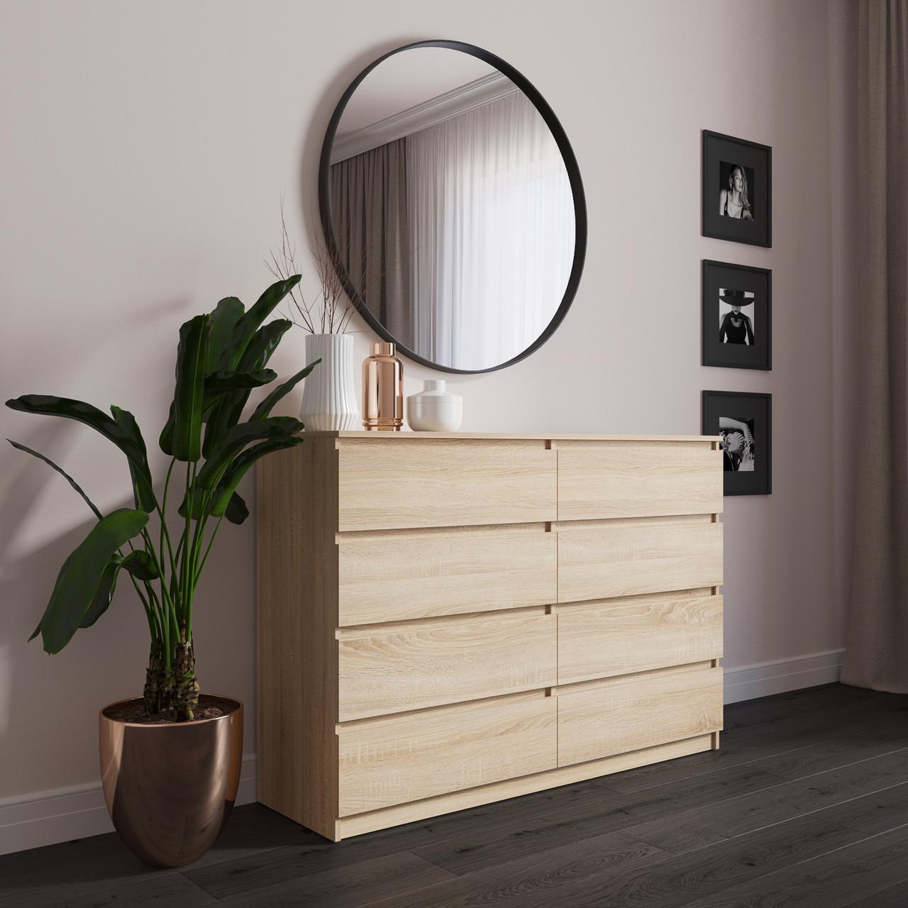 Комод VAYS 8 ящиков телескопические направляющие 140х40х98 см Дуб сонома (30823478)