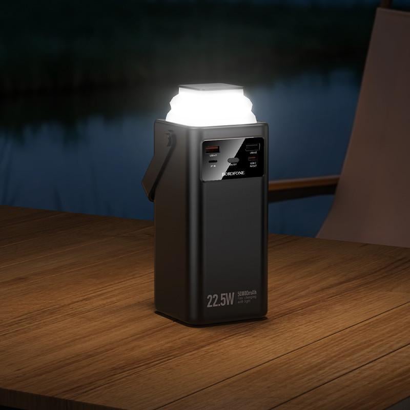 Павербанк Borofone BJ65A 50000мА·г с быстрой зарядкой 22,5 Вт/встроенными кабелями и фонарем Черный (7d27cdd2) - фото 8