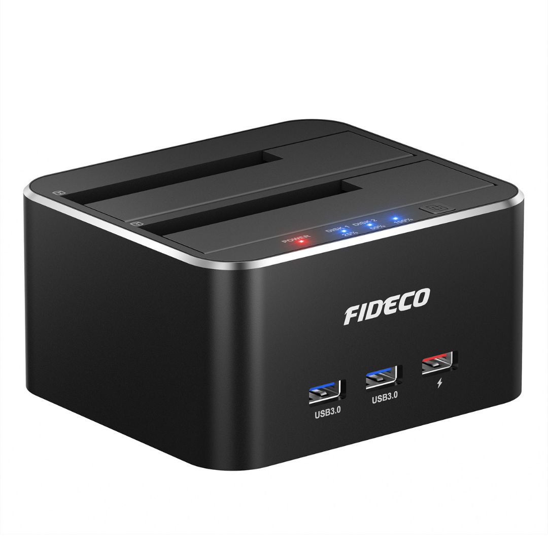 Док-станция клонировщик Fideco для двух HDD 2,5"/3,5" SATA/SSD 3хUSB 3.0 с алюминиевым корпусом Черный (FDS1SA3SA2AB 5637)