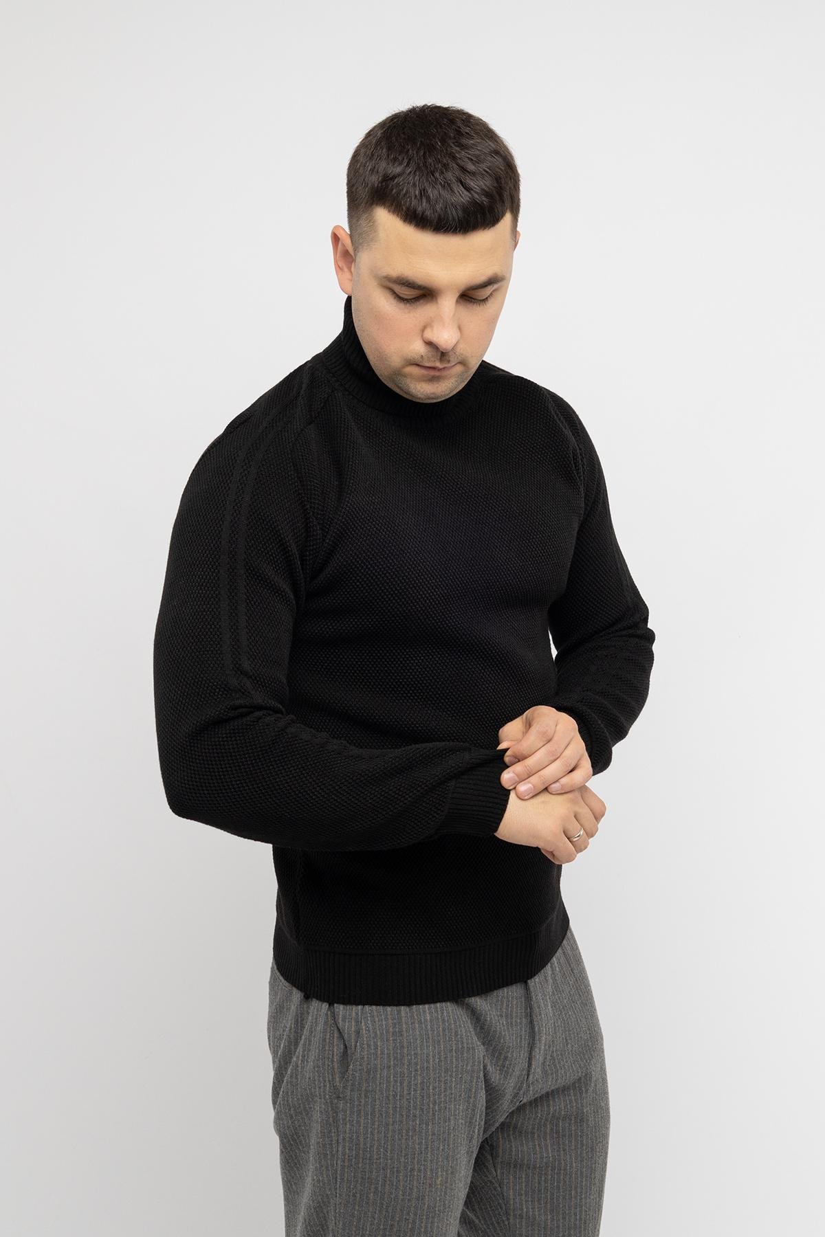 Гольф чоловічий з довгим рукавом ЦБ-00233172 р. 44 Чорний (SKT000940787)