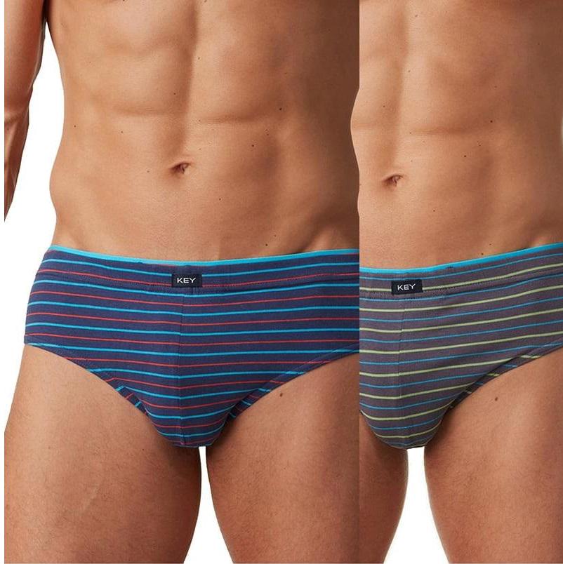 Труси сліп Key р. 54/2XL Синій/Бежевий (77144)