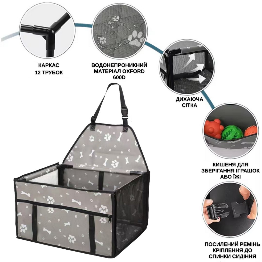 Автопереноска каркасна Zmaker на 12 трубок для дрібних і середніх порід собак в машину 48х39х27 см Чорний - фото 2 Автопереноска каркасна Zmaker на 12 трубок для дрібних і середніх порід собак в машину 48х39х27 см Чорний - фото 2