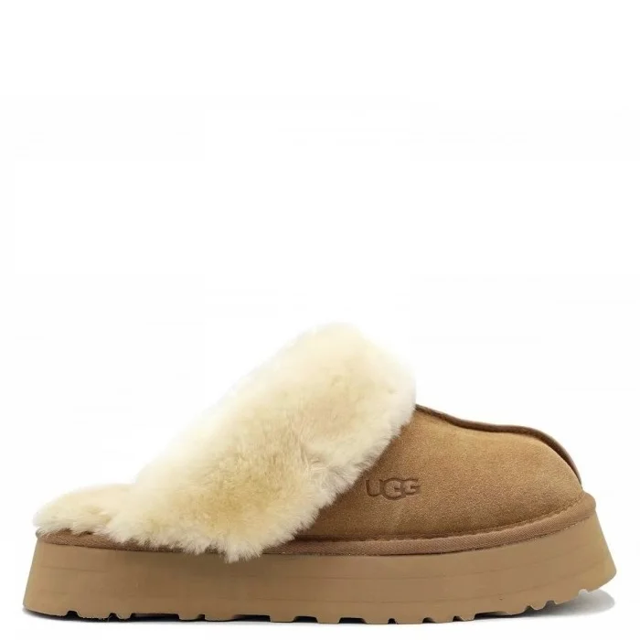 Уггі-шьопанці жіночі на платформі замшеві UGG Disquette Chestnut Platform Slippers р. 36 Помаранчевий (13333)