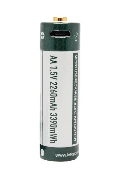 Аккумулятор Keeppower с microUS 2260mAh AA 14500 1,5В Зеленый с белым - фото 5