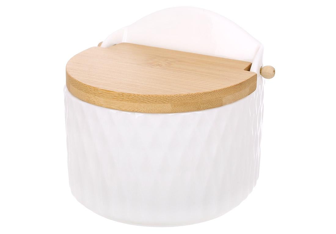 Цукорниця порцелянова BonaDi з бамбуковою кришкою 350 мл Білий (289-428)