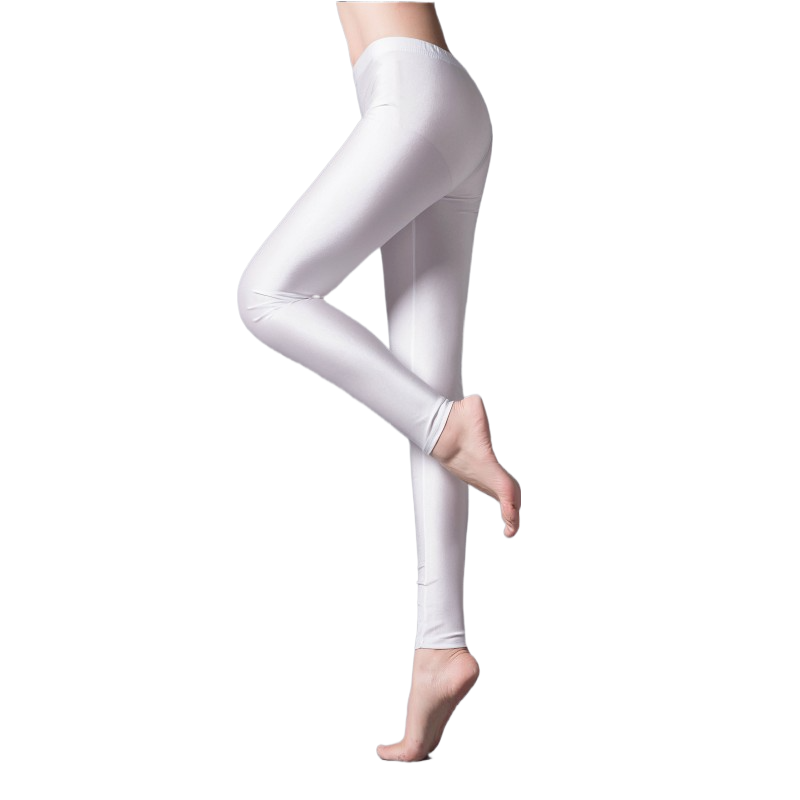 Лосины женские эластичные с блестящим покрытием Белый (U9351)