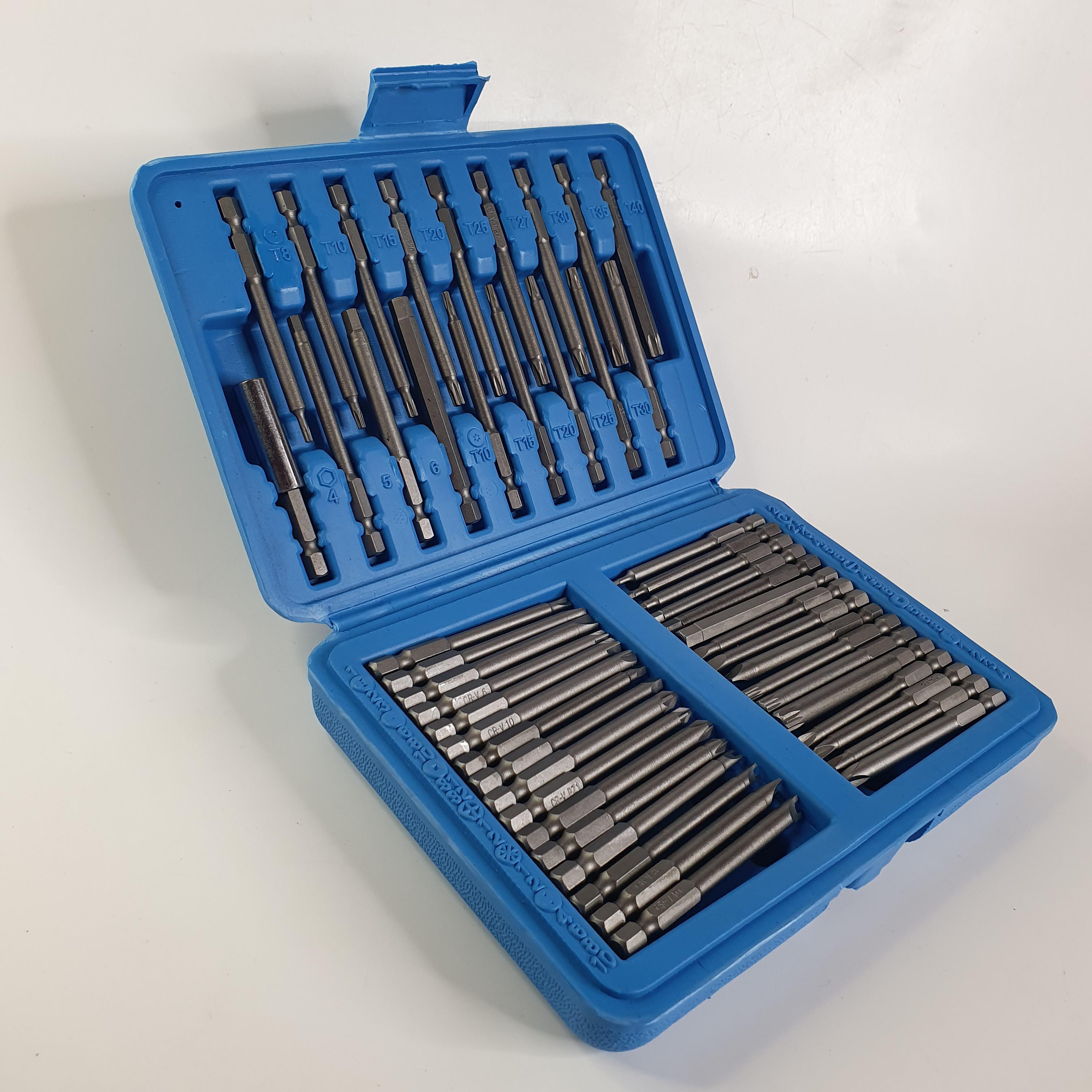 Набір магнітних насадок для викруток та шурупокрутів Socket Set довгі біти у кейсі 50 шт. 75 мм (ES-50-Blue) - фото 13