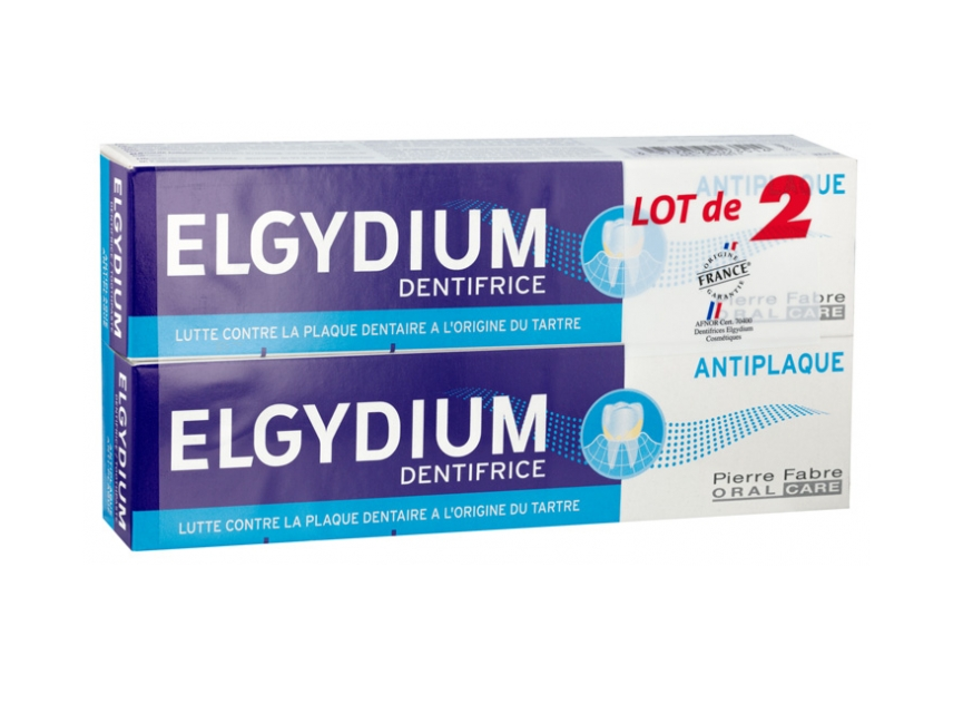 Зубная паста Elgydium Antiplaque Toothpaste против налета на зубах 75 мл 2 шт. (3577056023514)