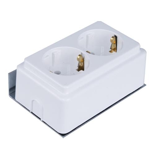 Розетка наружная двойная ETI ECMEDIA с заземлением с креплением IP20 Белый (1100201)