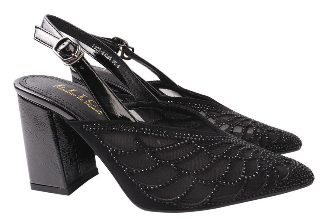 Туфли женские Liici из эко-замшаи на большом каблуке р. 36 Черный (175-21LT)