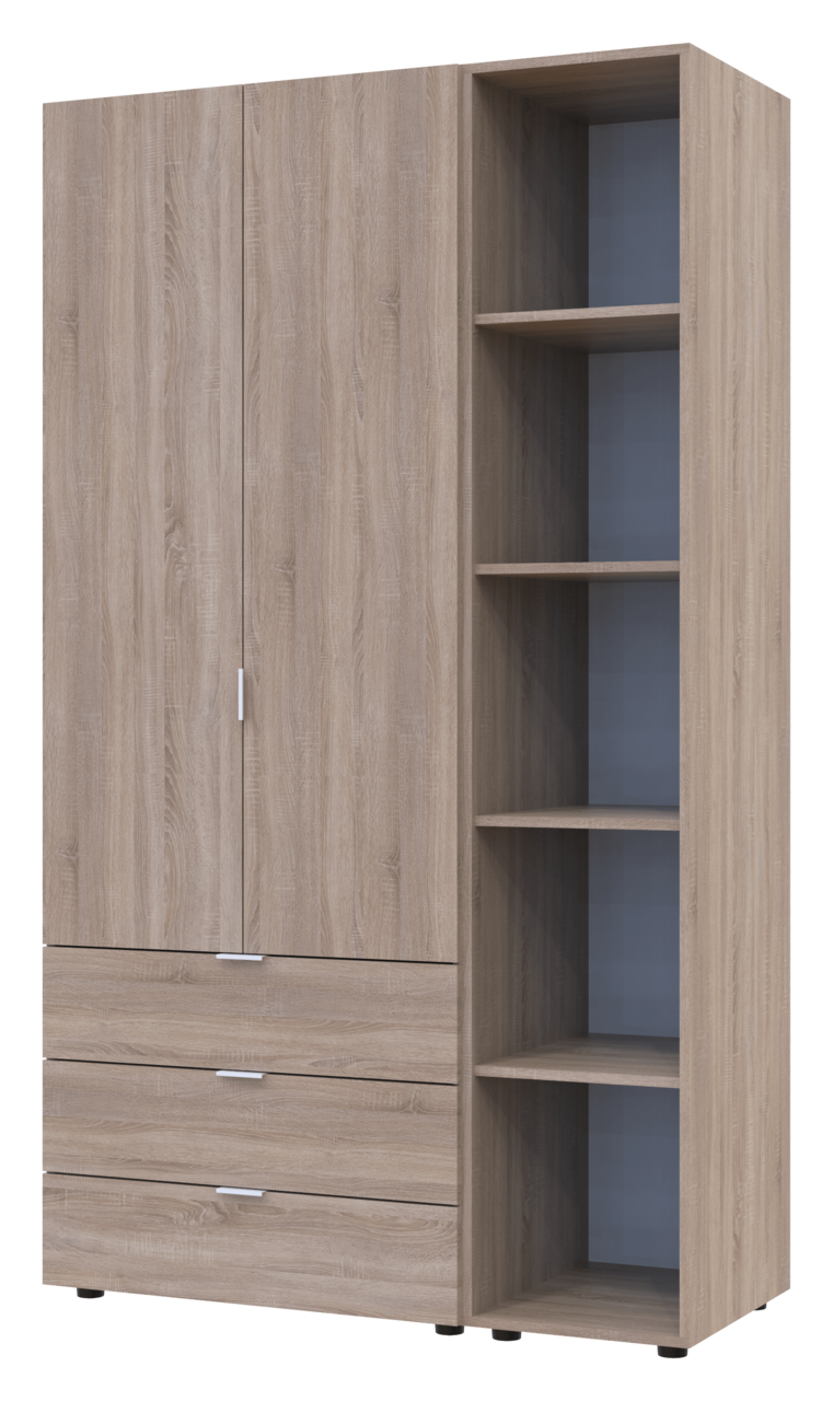 Шкаф Doros Гелар с этажеркой 2 ДСП 115,7х49,5х203,4 см Дуб Сонома (42005041)